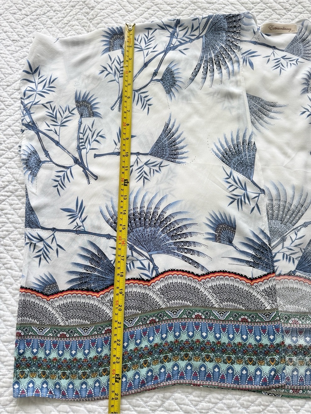 Thailand Blue & White Floral Swim Coverup Kimono size S - Picture 6 of 7